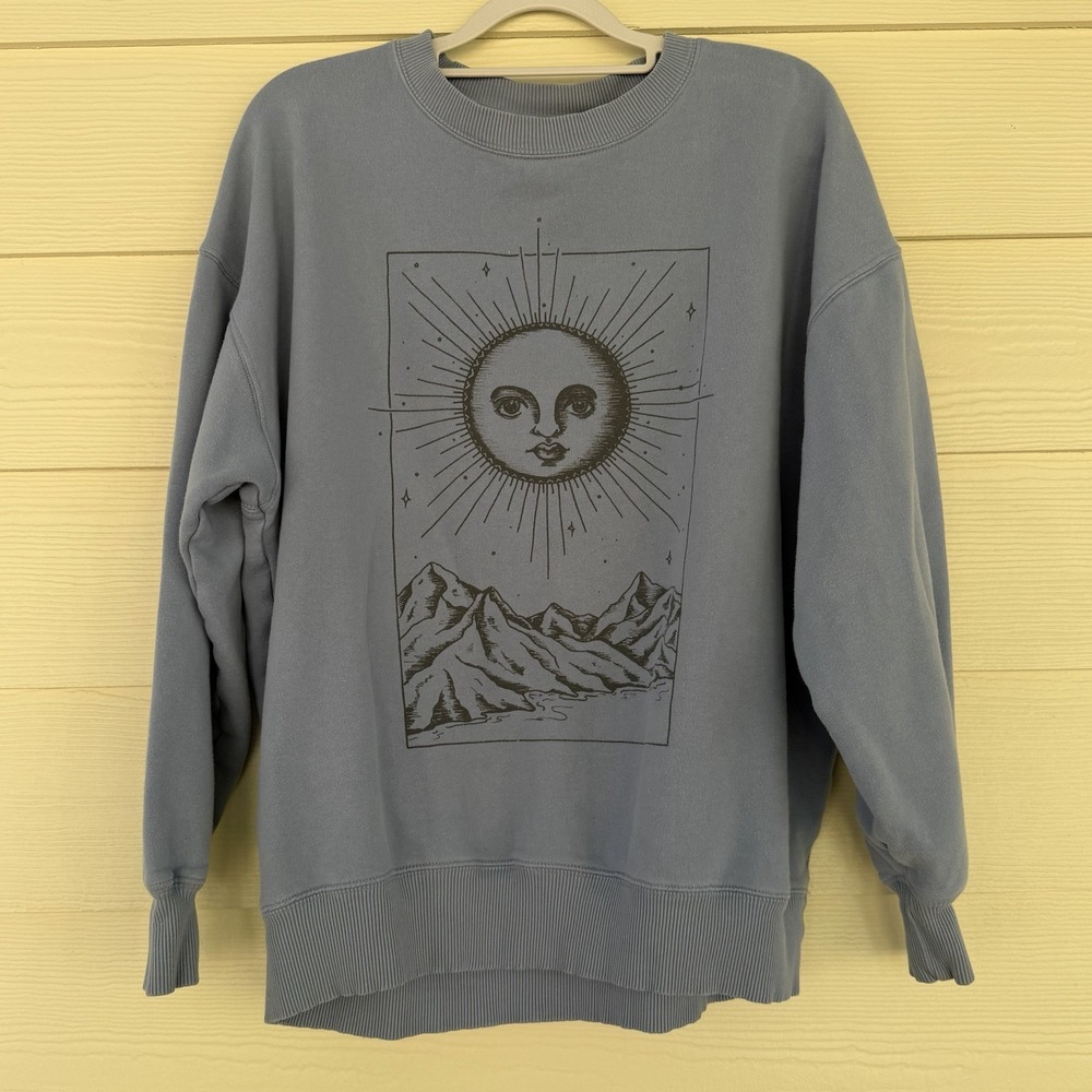 American Eagle‎ Womens Tarot Sun Sweatshirt XS Celestial Whimsigoth Oversized